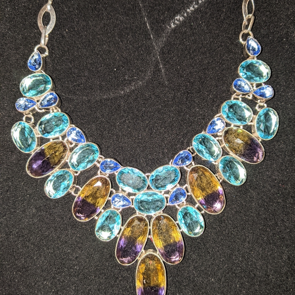Semi precious stone ..925 sterling silver necklace
